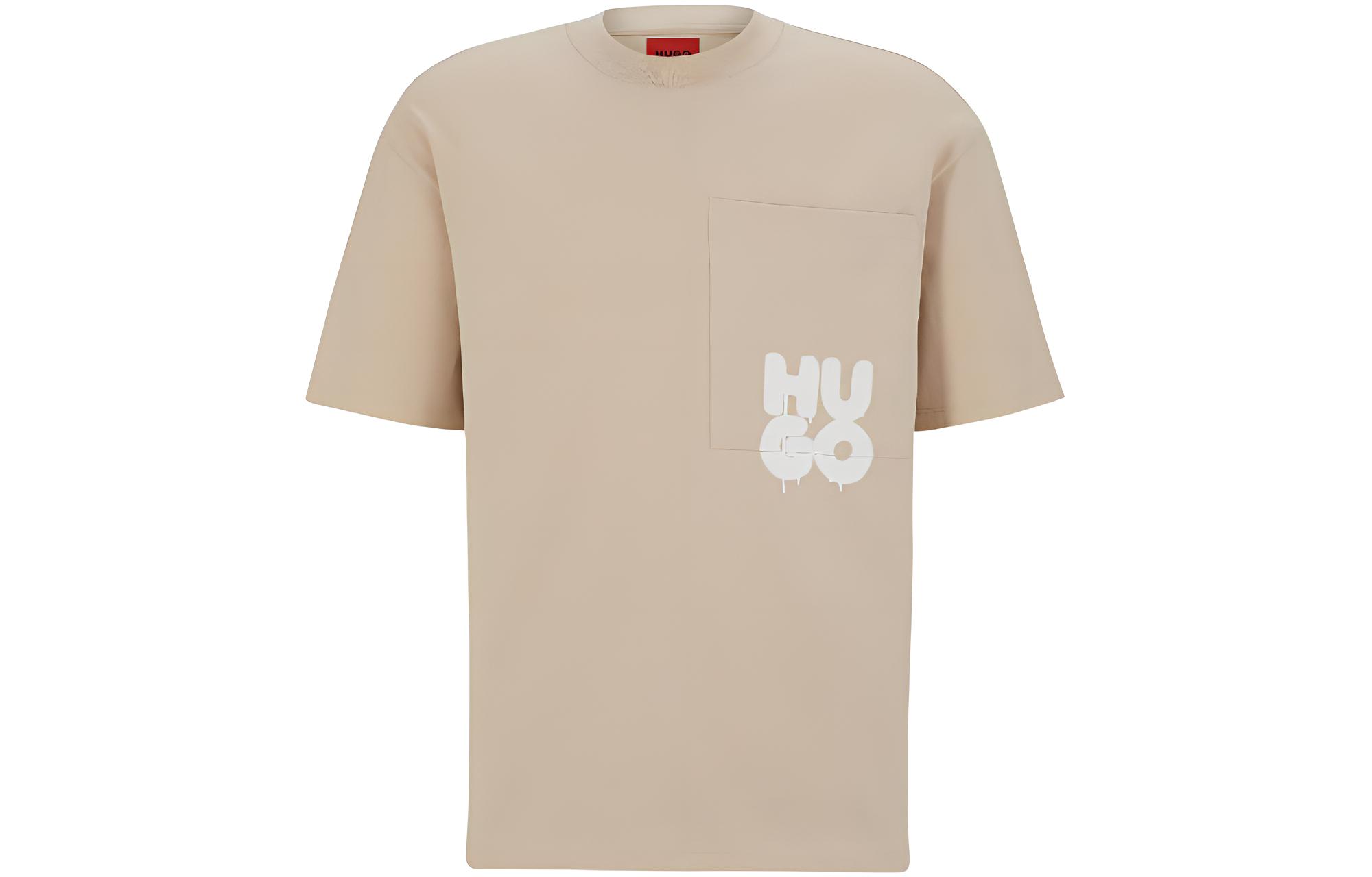 

HUGO BOSS Футболка SS23 мужская светло-бежевая, Бежевый, HUGO BOSS Футболка SS23 мужская светло-бежевая