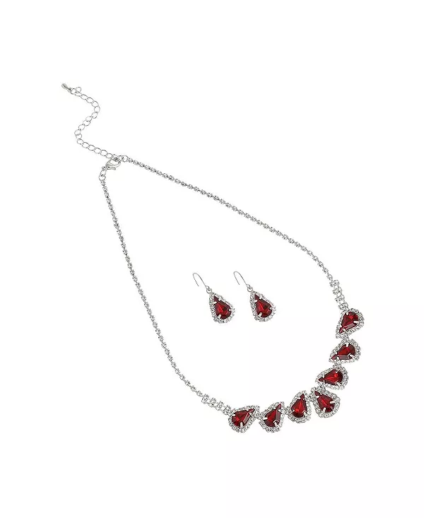 

Женское красное ожерелье и серьги в форме капли (набор из 2 шт.) Sohi, red