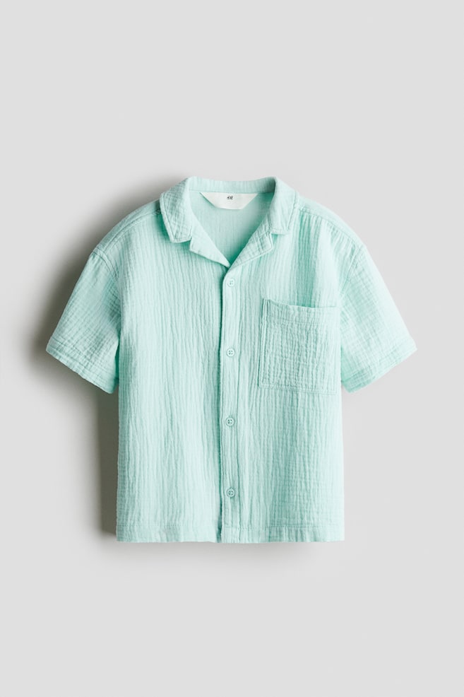 

Рубашка для отдыха из хлопкового муслина H&M, бирюзовый