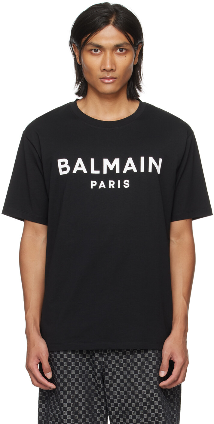 

Черная футболка с принтом Balmain
