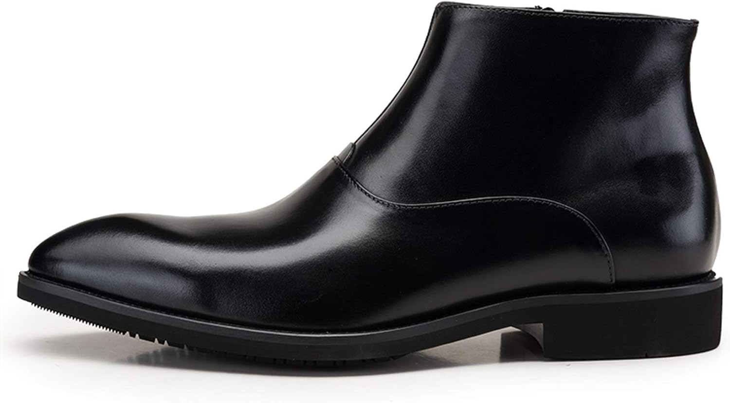 Мужские ботинки Santimon Mens Chelsea из кожи с классическим дизайном и молнией, повседневные ботинки на щиколотку, черный — фото 2