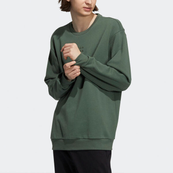 Толстовка Men's adidas neo Logo Alphabet Printing Round Neck Green, зеленый — фото 2