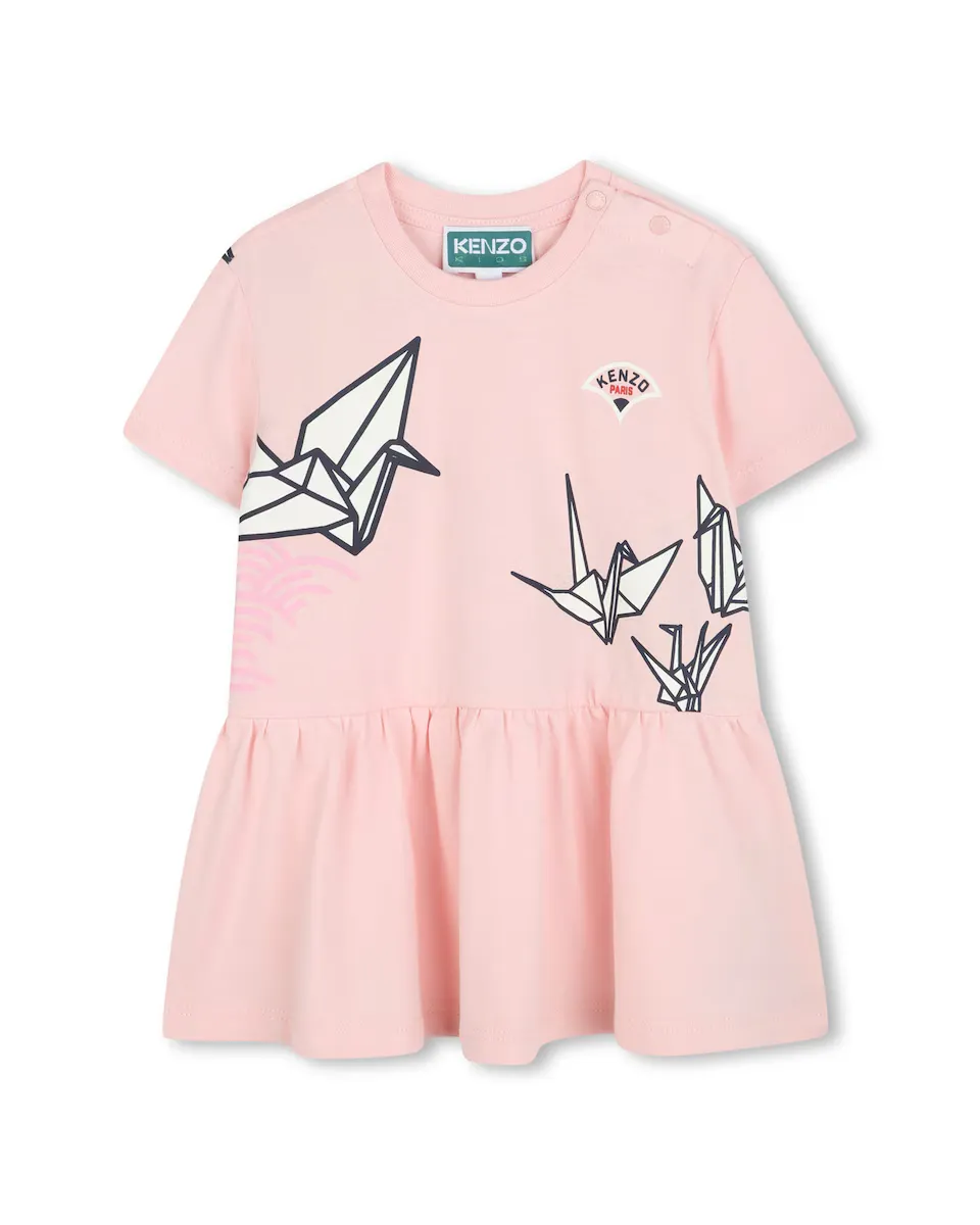 

Платье для девочки из розового хлопка Kenzo Kids, цвет Rosa