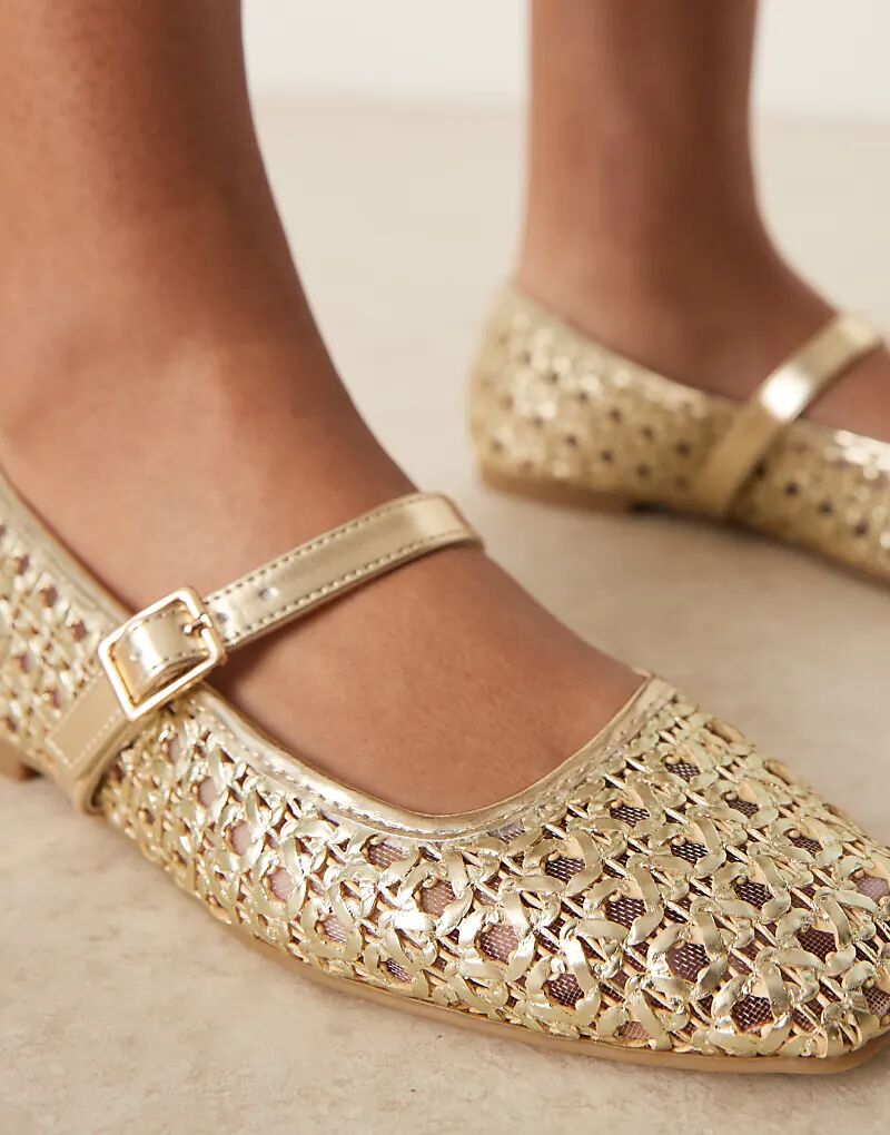 Балетки Lottie Mary Jane от ASOS DESIGN с золотым плетением — фото 3