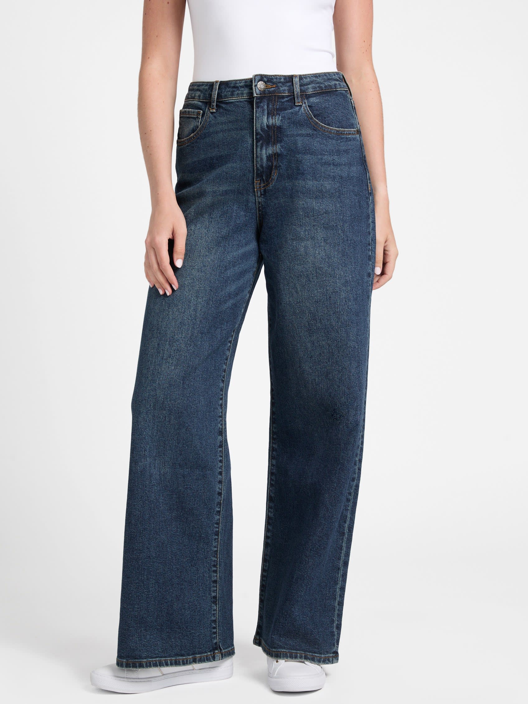 

Laurelie Джинсы с широкими штанинами для фигуры с формами Guess Factory, Dark Vintage Wash
