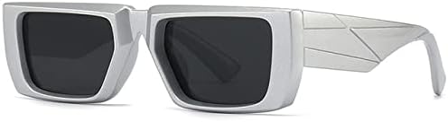 

Прямоугольные солнцезащитные очки для мужчин и женщин, дорожные солнцезащитные очки в винтажном ретро-стиле с защитой от УФ-излучения UV400 для женщин MTZJH, Silver Black