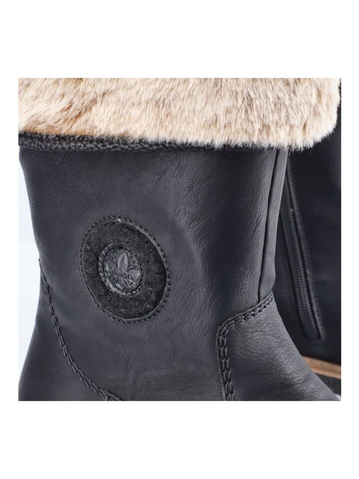 Сапоги женские Rieker Stiefel с меховым отворотом, черный — фото 4