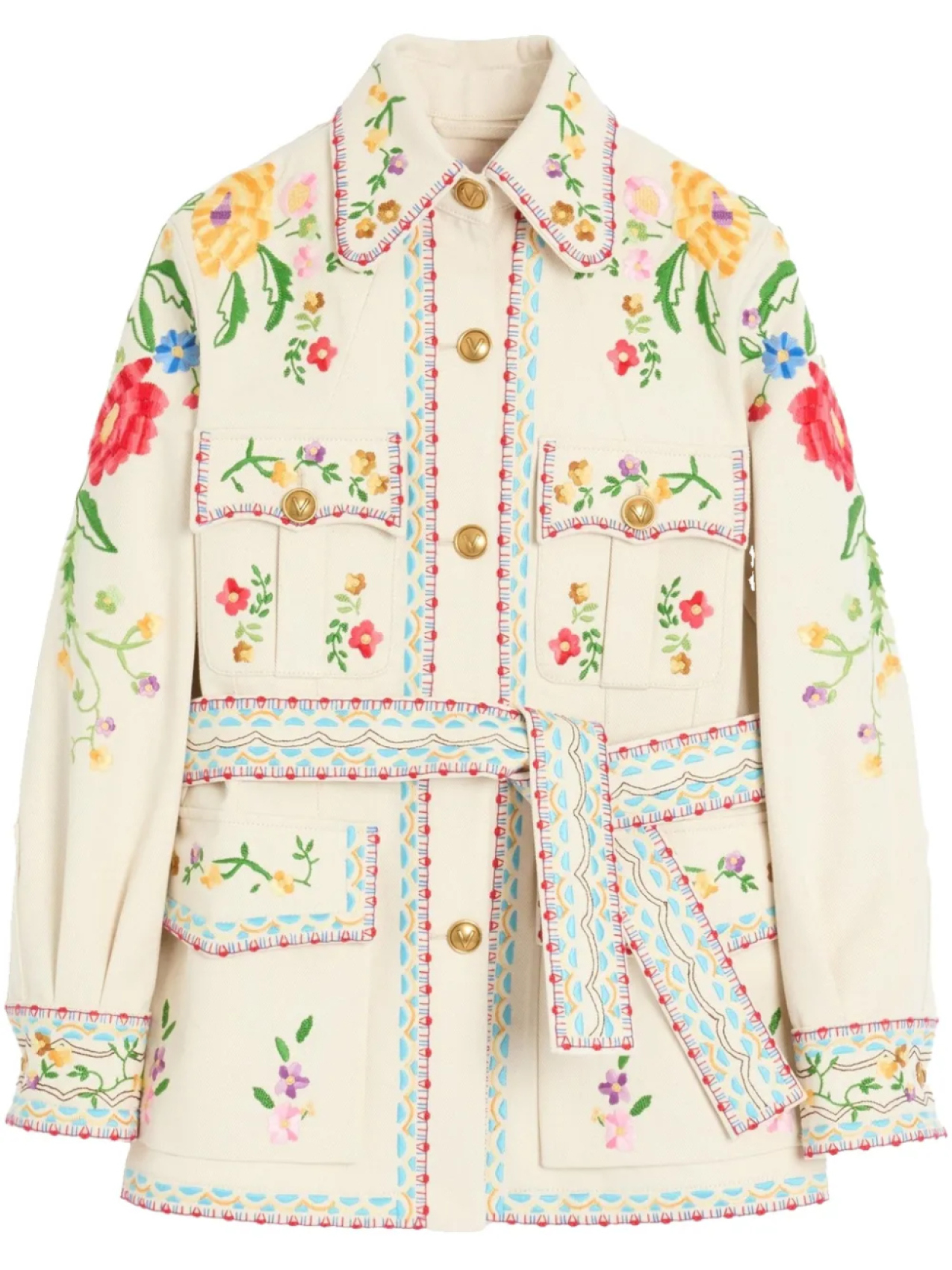 

Вышитая джинсовая куртка Valentino Garavani, белый