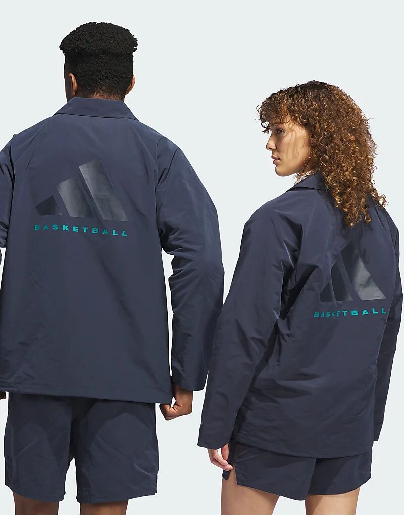 

Куртка тренера унисекс для баскетбола adidas синего цвета adidas performance