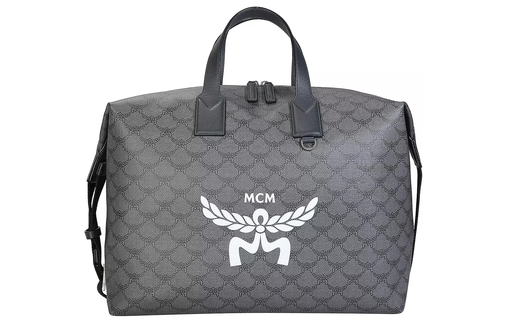 

MCM Кожаная наплечная сумка кроссбоди большая мужская темно-серая