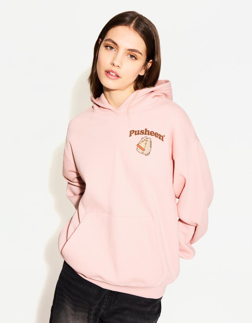 

Толстовка с капюшоном Pusheen Bershka, розовый
