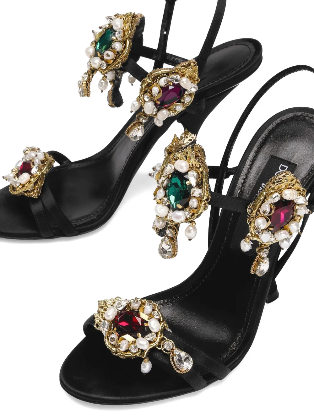 Декорированные босоножки на шпильке DOLCE & GABBANA, черный — фото 4