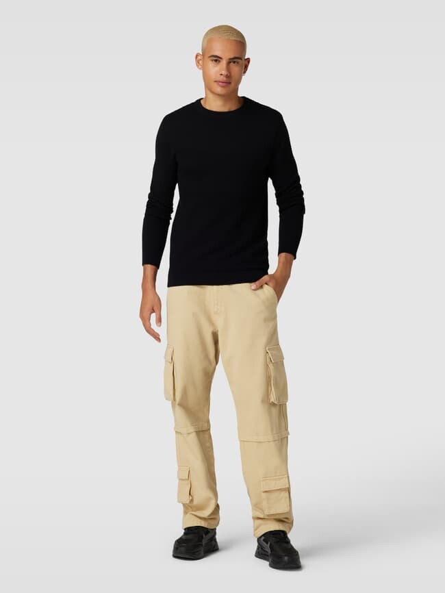 

Вязаный свитер мелкоструктурного дизайна, модель «УИЛЬЯМ» Jack & Jones, черный
