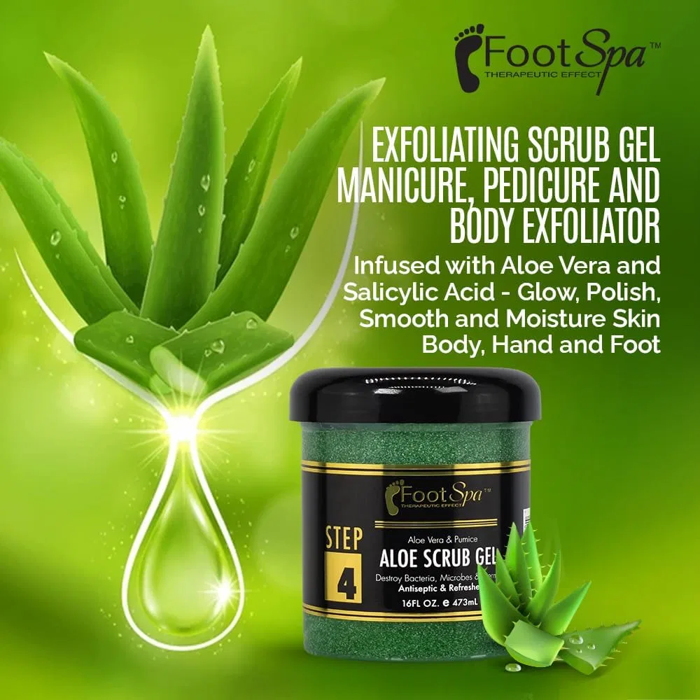 Скраб-гель для тела FootSpa с алоэ вера и салициловой кислотой, 16 унций — фото 2