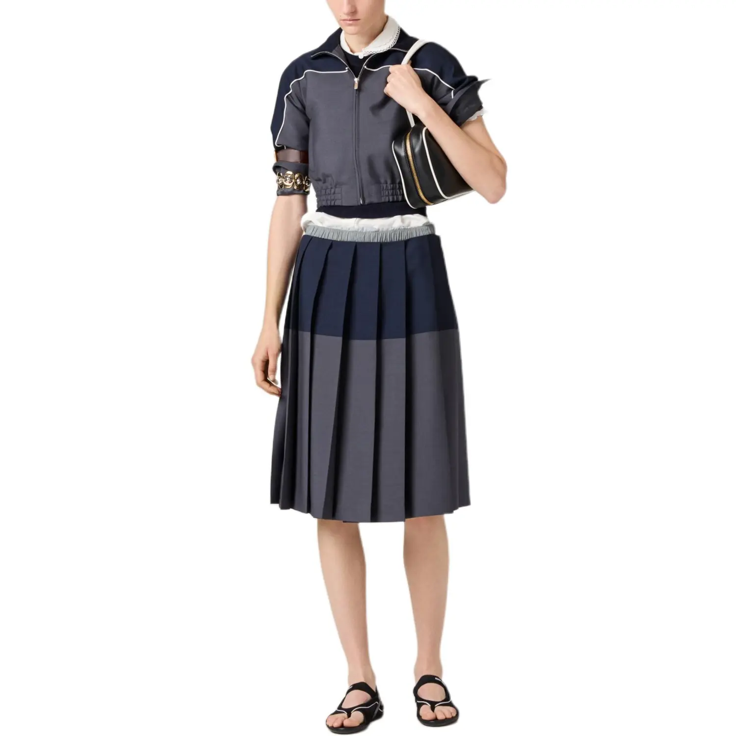 MIU MIU Юбка из мохера Kid Mohair цвет Hematite/Navy — фото 3