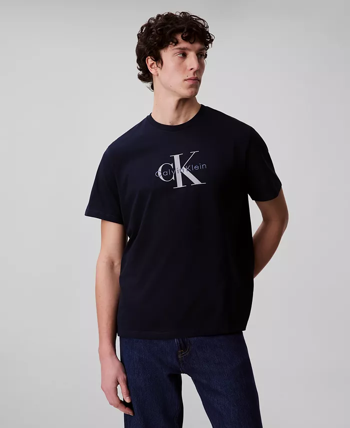 

Мужская футболка свободного кроя с логотипом Calvin Klein, синий