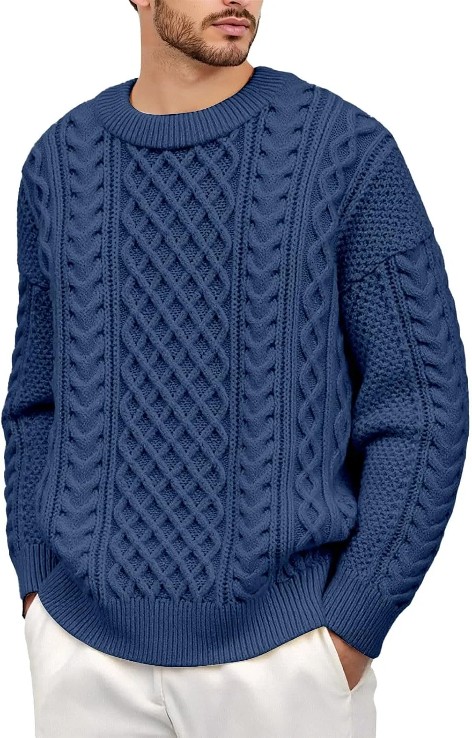 

Мужской свитер Casual Cable Knit, классический свободный XINGJIAARTS