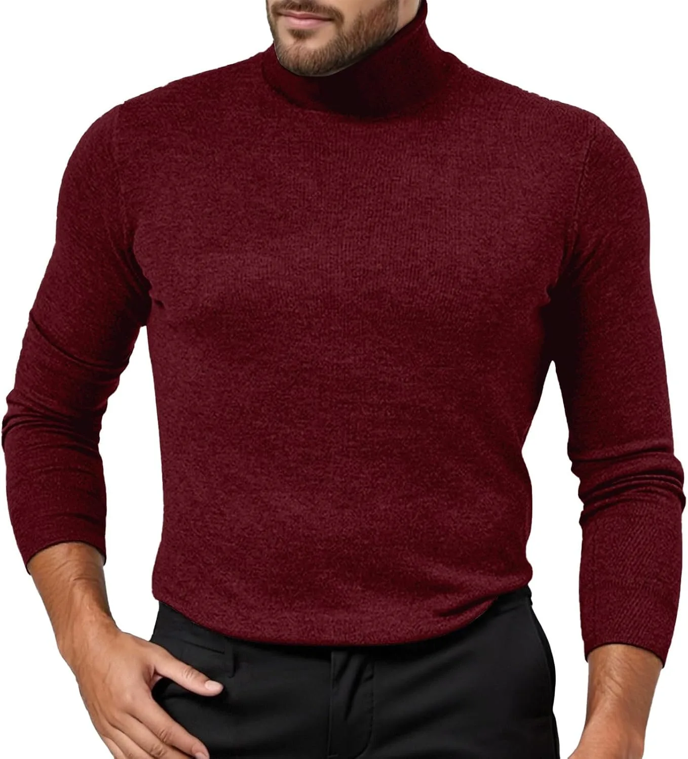 

Мужской свитер с воротником-стойкой, длинный рукав, облегающий, легкий, зимний JHOKCI