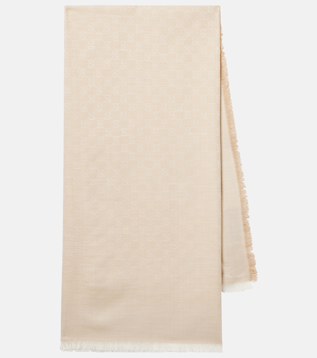 

Шарф GG из хлопка, шерсти и шелка Gucci, Shell/Ivory