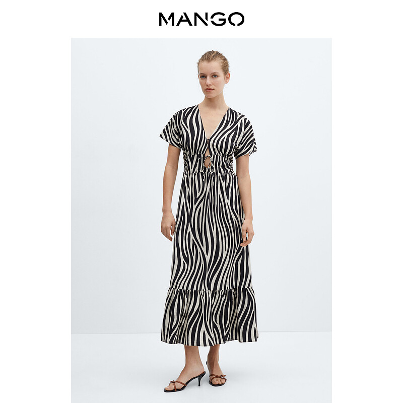 

Женское платье Mango с принтом зебры, черный