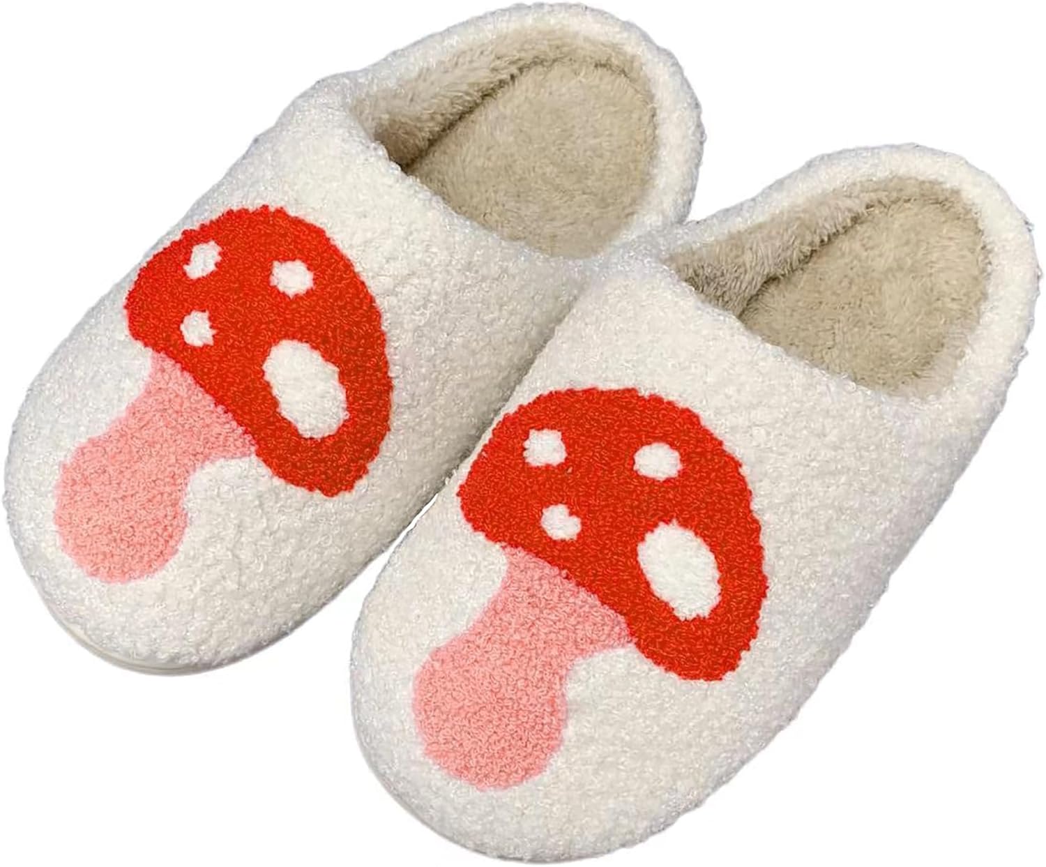 

Женские и мужские клубничные тапочки Милые фруктовые домашние тапочки Зимние пушистые с эффектом памяти Теплые мягкие домашние тапочки Gjike, Mushroom