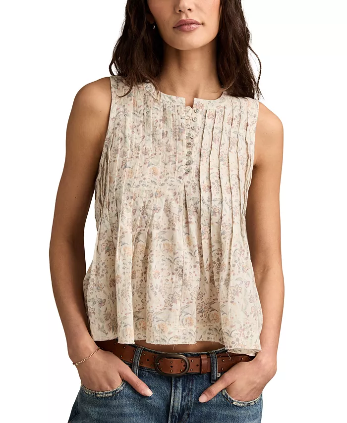 

Футболка-хенли с защипами Lucky Brand, белый