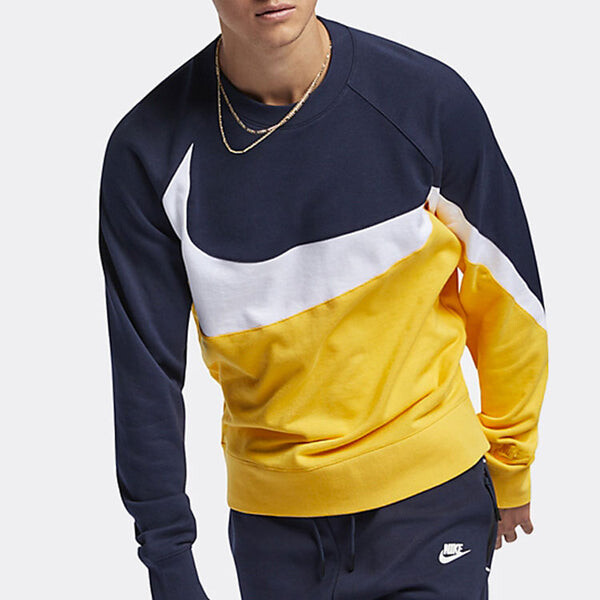 Толстовка black yellow large colorblock casual sports yellow Nike, желтый — фото 4