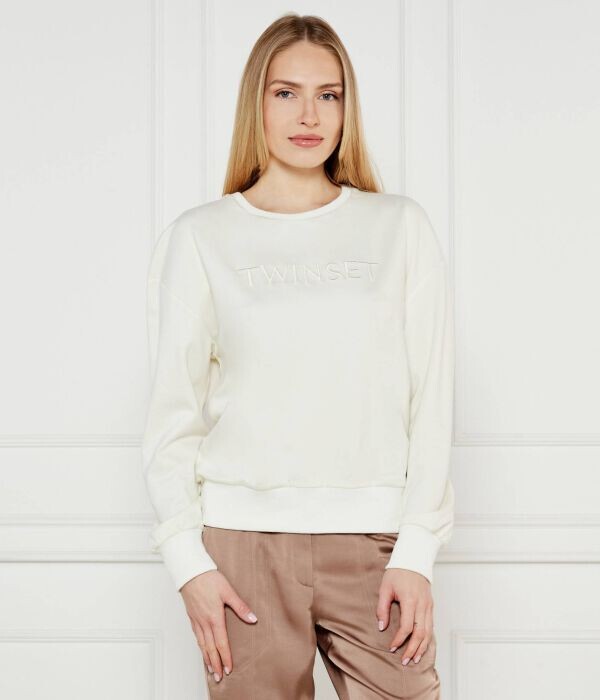 

Свитшот женский Twinset U&B из вискозы с логотипом, экрю