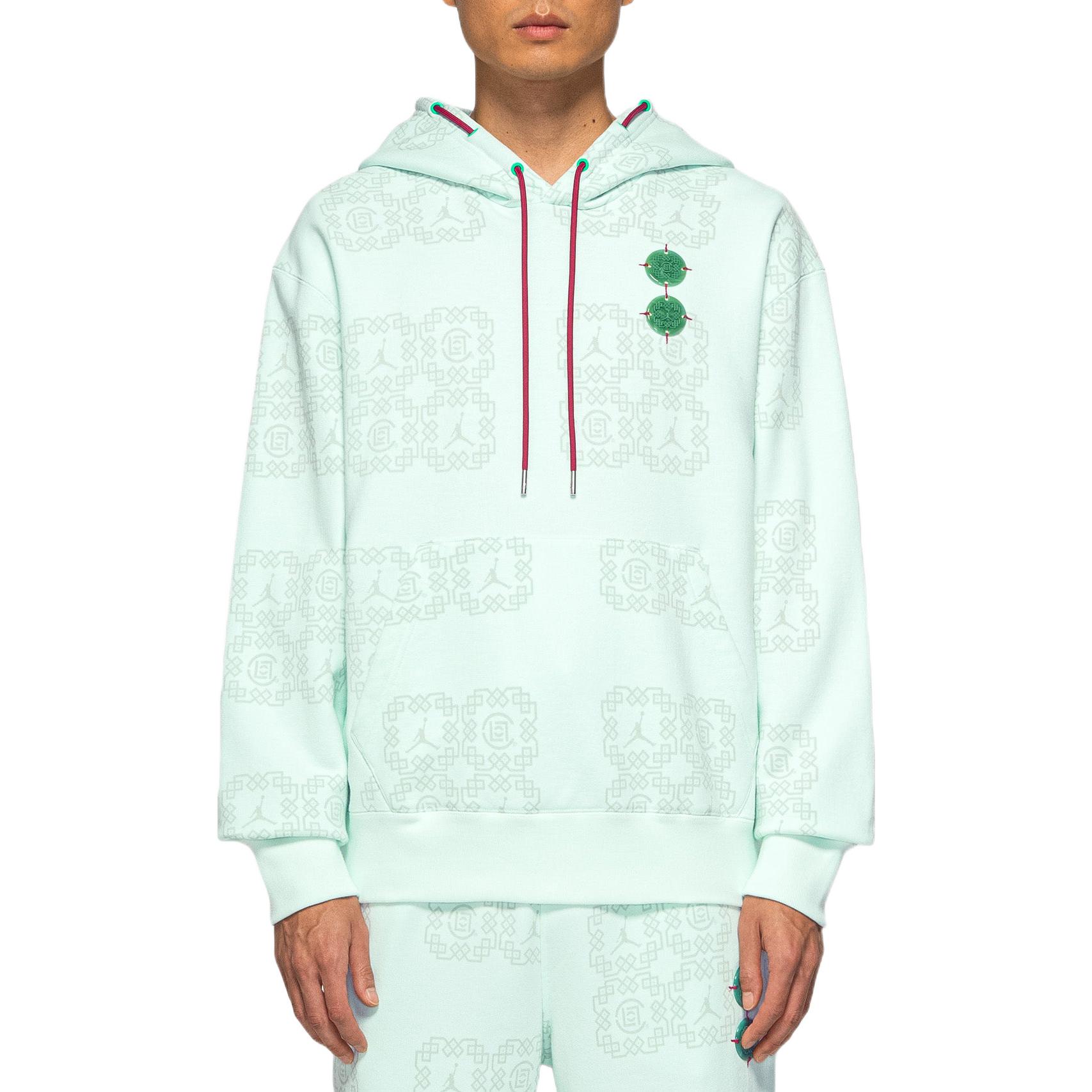 Футболка X Clot Jade Fleece Hoodie Азиатский размер Jordan, бирюзовый — фото 4