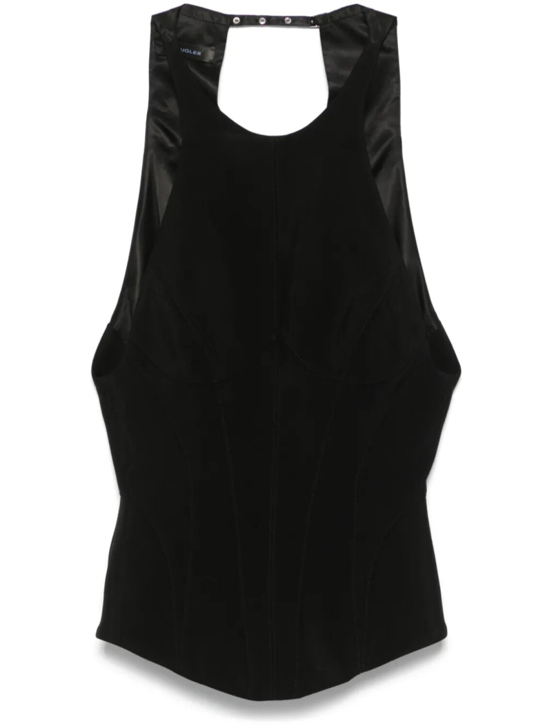 

Топ Mugler сшитый на заказ с халтернеем, черный