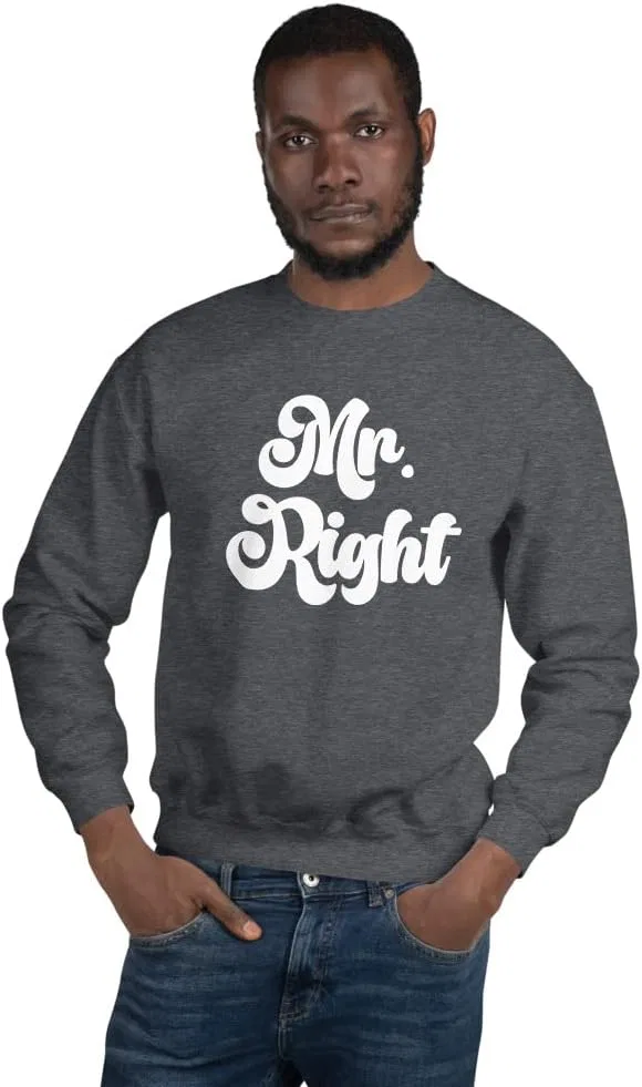 Свитшот Mr. Right свадебный подарок медовый месяц Just Married Generic, Dark Heather