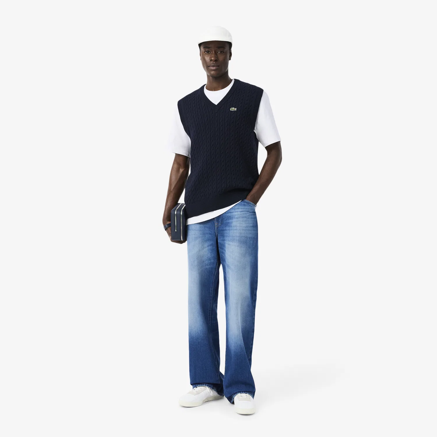 Мужская футболка Lacoste свободного кроя, белый