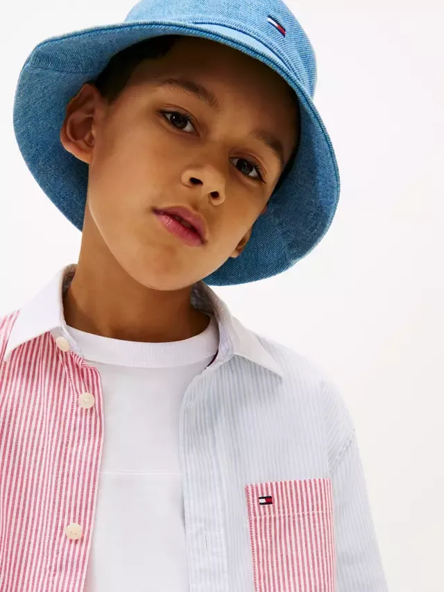 Детская полосатая рубашка с длинными рукавами Flex, ярко-красная Tommy Hilfiger — фото 4