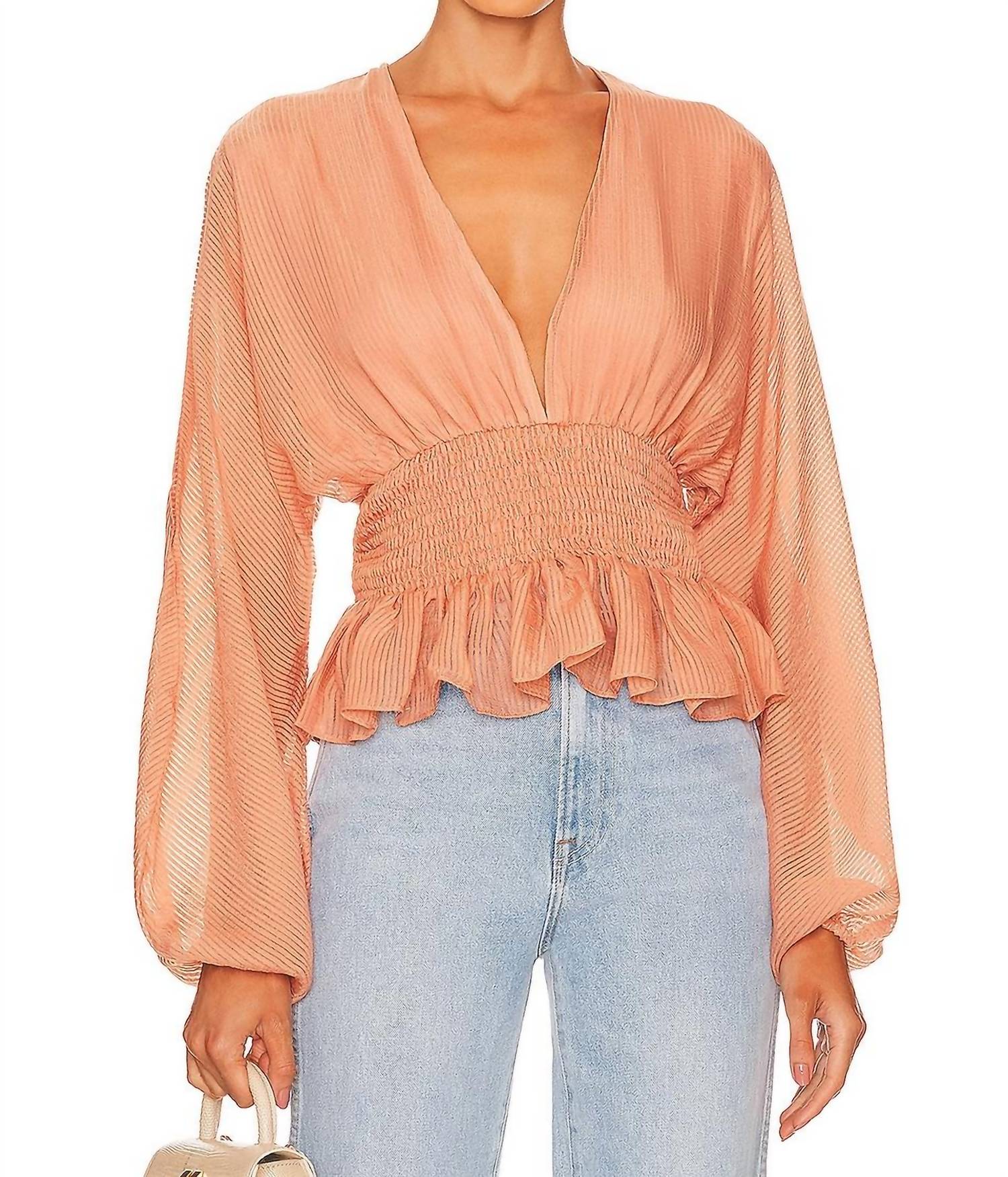 

Блуза Tahlia Shirred в терракотовом цвете MINKPINK