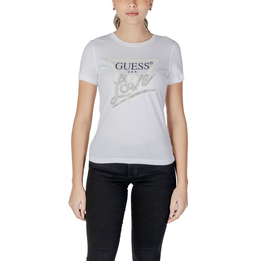 

Белые хлопковые топ и футболка GUESS