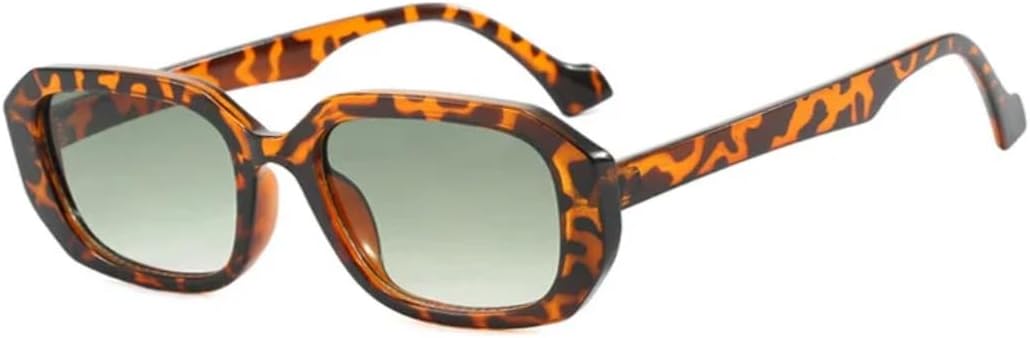 

Маленькие солнцезащитные очки в форме многоугольника и прямоугольника для женщин и мужчин, в стиле ретро, ​​прозрачные, янтарные, с градиентом, защита от УФ-излучения UV400 (леопардовый зеленый) TVTBBVV, Leopard Green