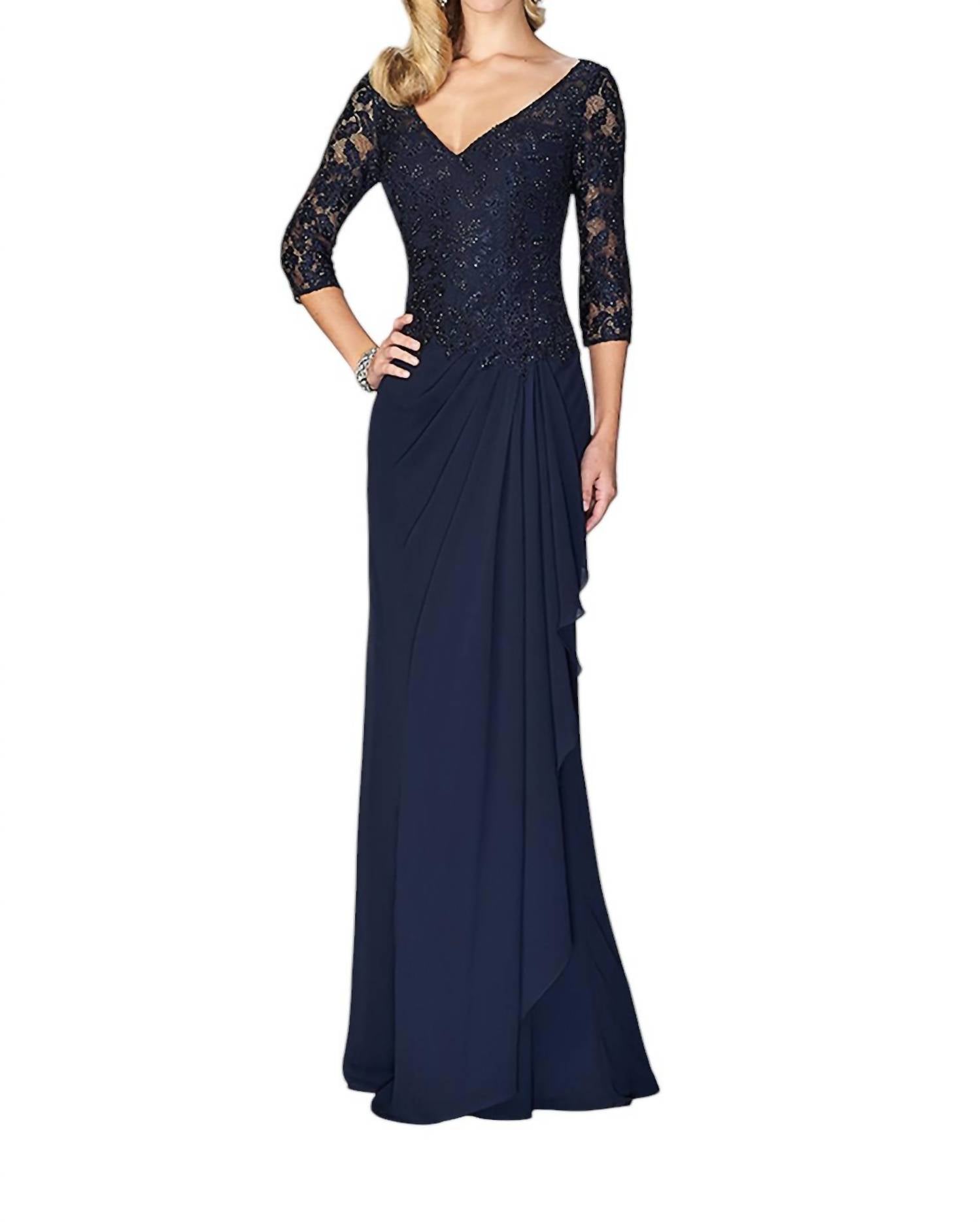 

Приталенное платье-колонна с V-образным вырезом в темно-синем цвете La Femme