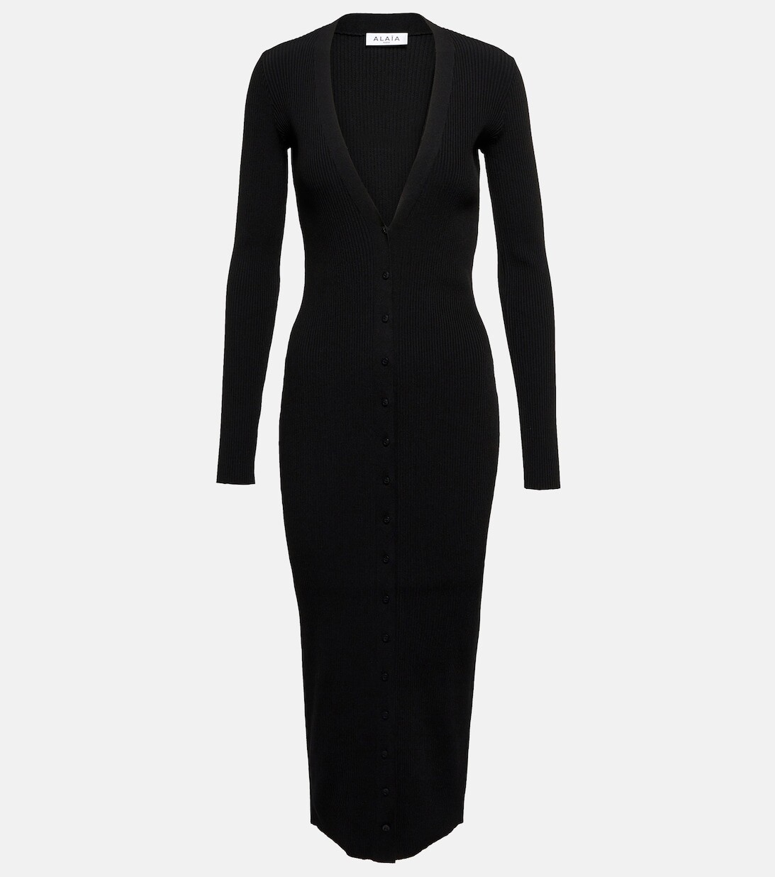 

Платье миди с длинными рукавами ALAÏA, черный