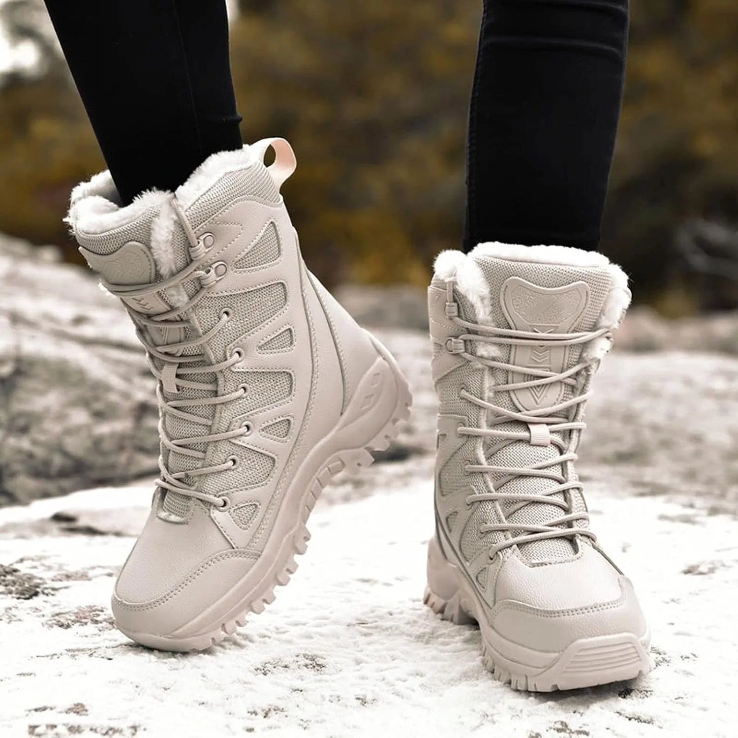 Зимние теплые и практичные кроссовки, Motorradstiefel, Winter-Damenstiefel, теплые Paar-Schneestiefel, Bequeme Damen-Stiefeletten, Wasserdichte Outdoor-Sneaker Generic, Schwarz — фото 3