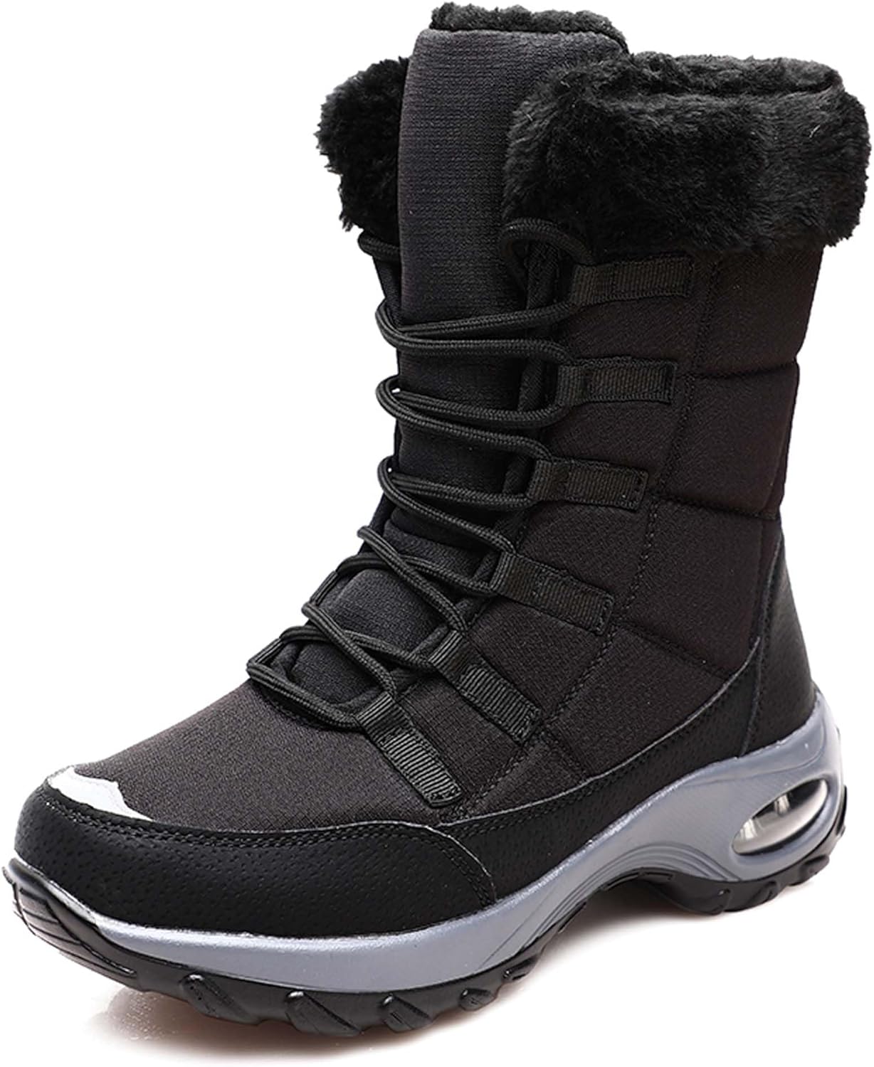 

Мужские и женские зимние снегоступы, водонепроницаемые, с теплой флисовой подкладкой, зимние походные ботинки до щиколотки, противоскользящие, подходят для холодной погоды, прогулок, работы и спорта Generic, черный