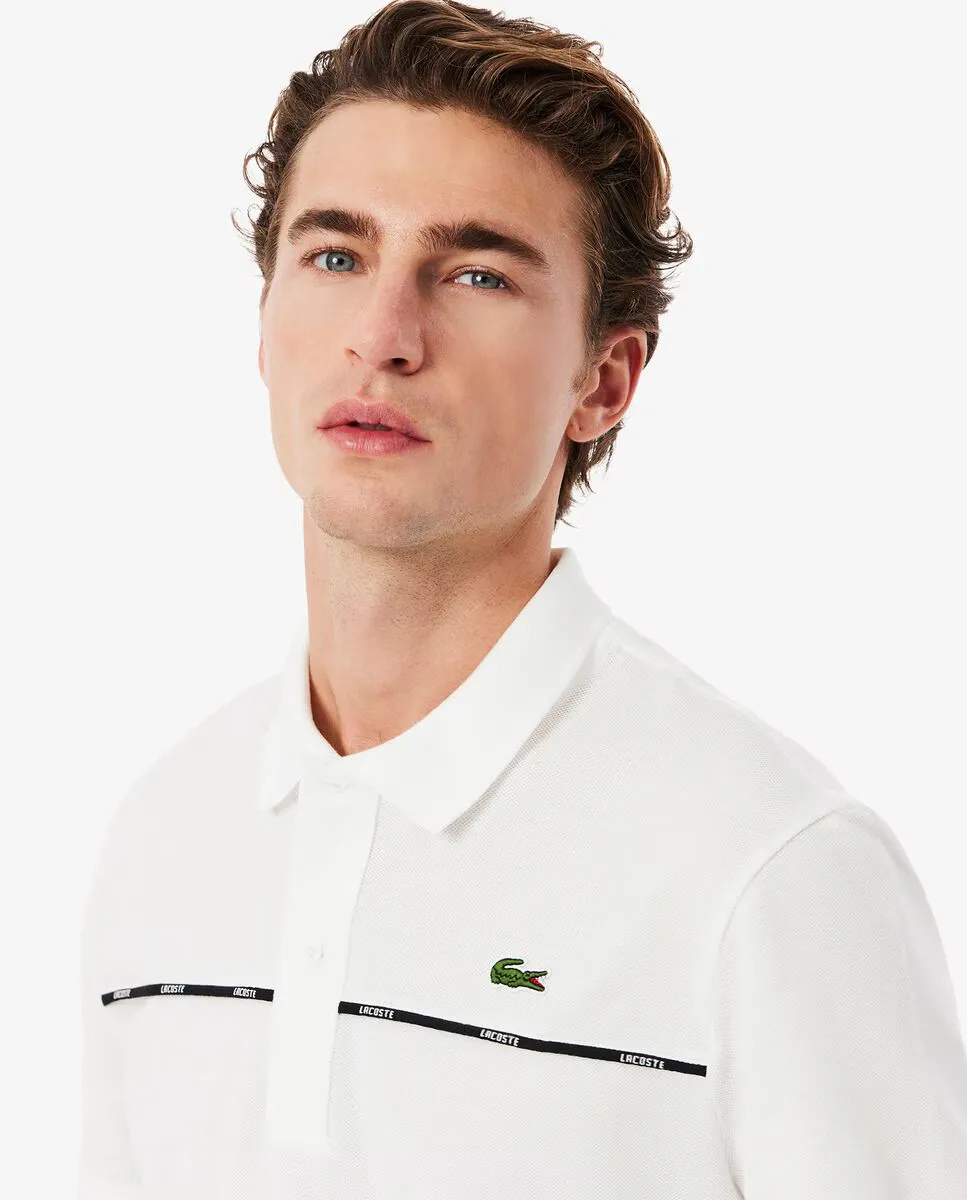 Мужская рубашка-поло прямого кроя с отделкой логотипом Lacoste, белый — фото 3