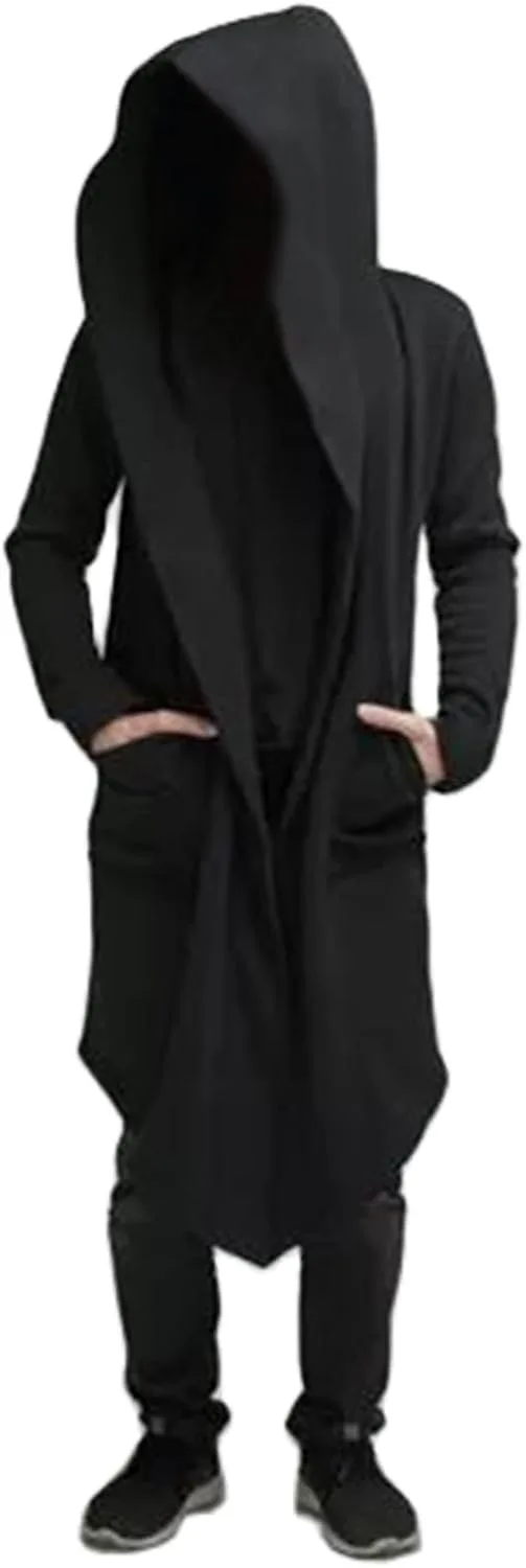 

Мужской длинный кардиган с капюшоном и воротником-шалью Hulpvktsgiq