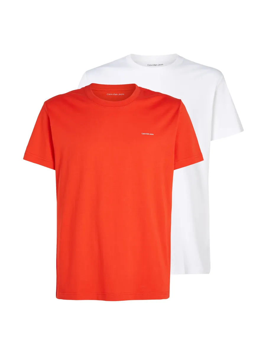 

Футболка Calvin Klein Jeans "2 PACK INSTITUTIONAL TEE" с надписью-логотипом, цвет Fiery Red / Bright White