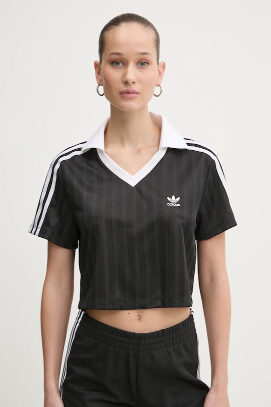 

Футболка-поло с V-образным вырезом Adidas Originals, черный