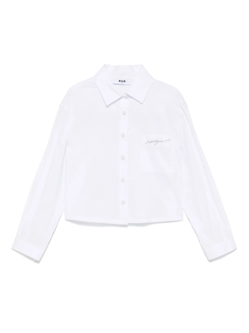 

Рубашка с вышитым логотипом MSGM Kids, белый