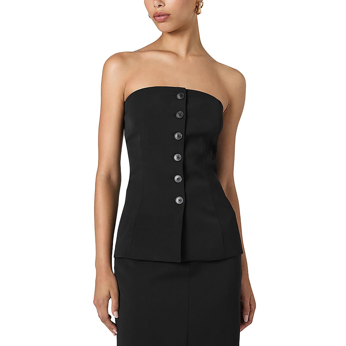 

Женский однотонный топ без бретелек на пуговицах French Connection, цвет blackout