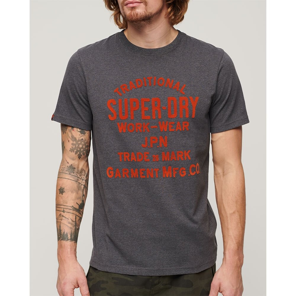 

Футболка с коротким рукавом Superdry Workwear Flock Graphic, серый