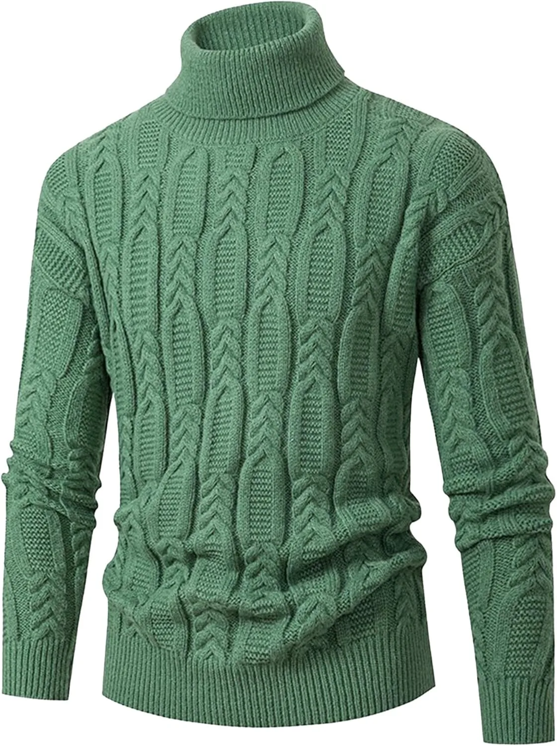 Мужской свитер Slim Fit Jacquard с воротником-гольф и рельефной вязкой