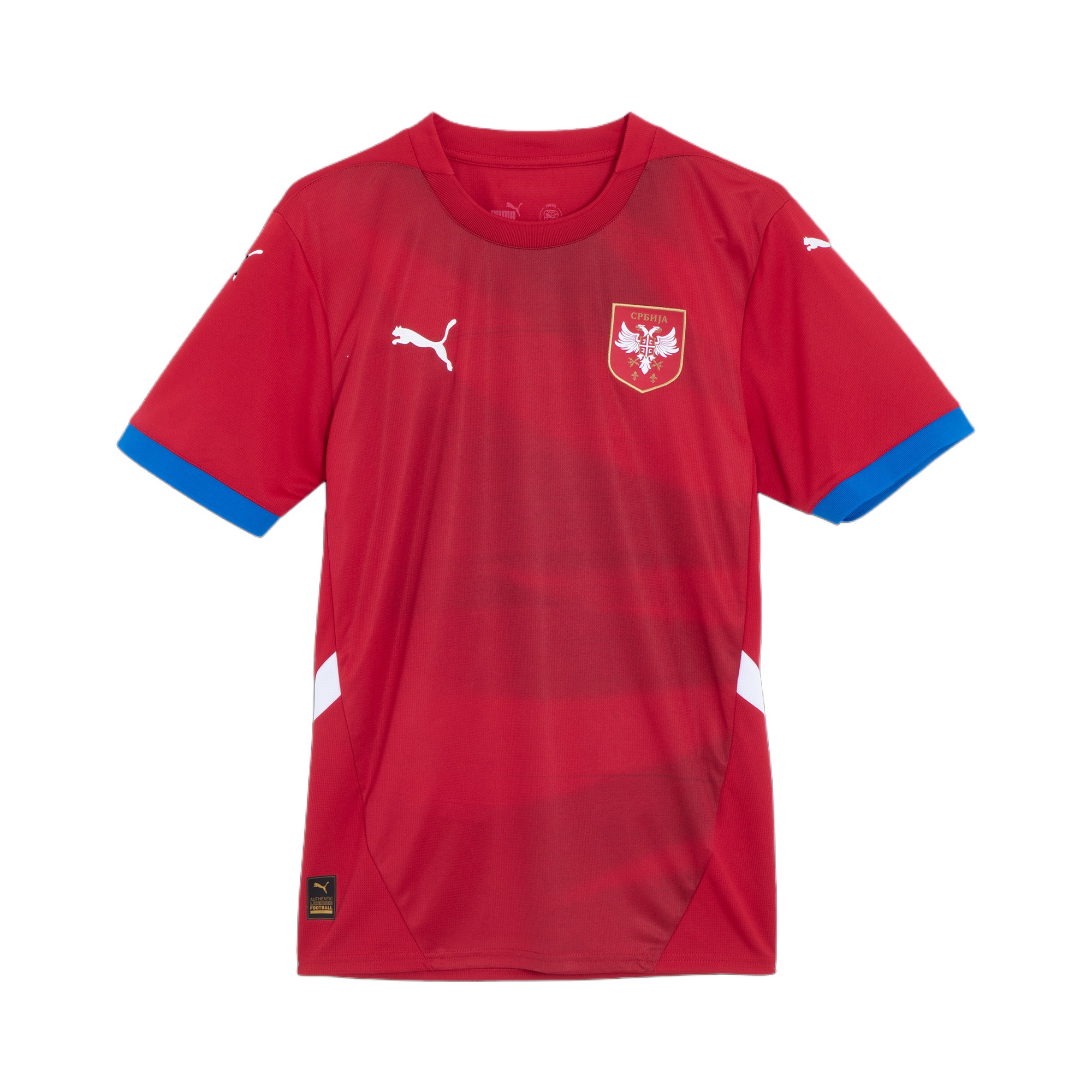 

Футболка домашняя мужская Сербия 2024 PUMA, тёмно-красный и тёмно-синий