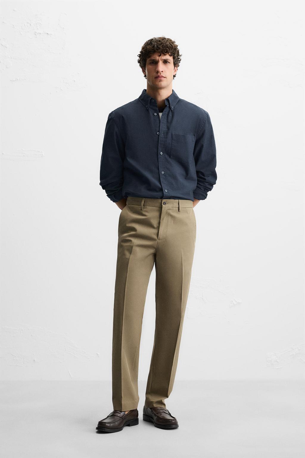 

Брюки обычного покроя с язычками ZARA, хаки